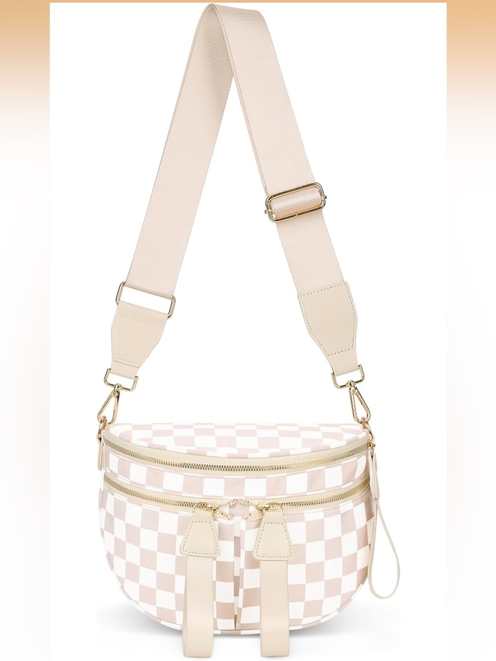 Blush pink Checkered Crossbody Bum Bag